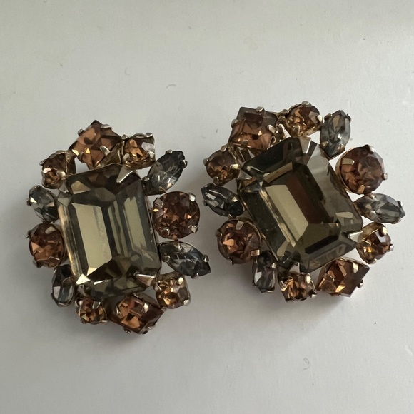 Vintage Sherman Clip On Earrings Emerald Cut Rare - Picture 8 of 14